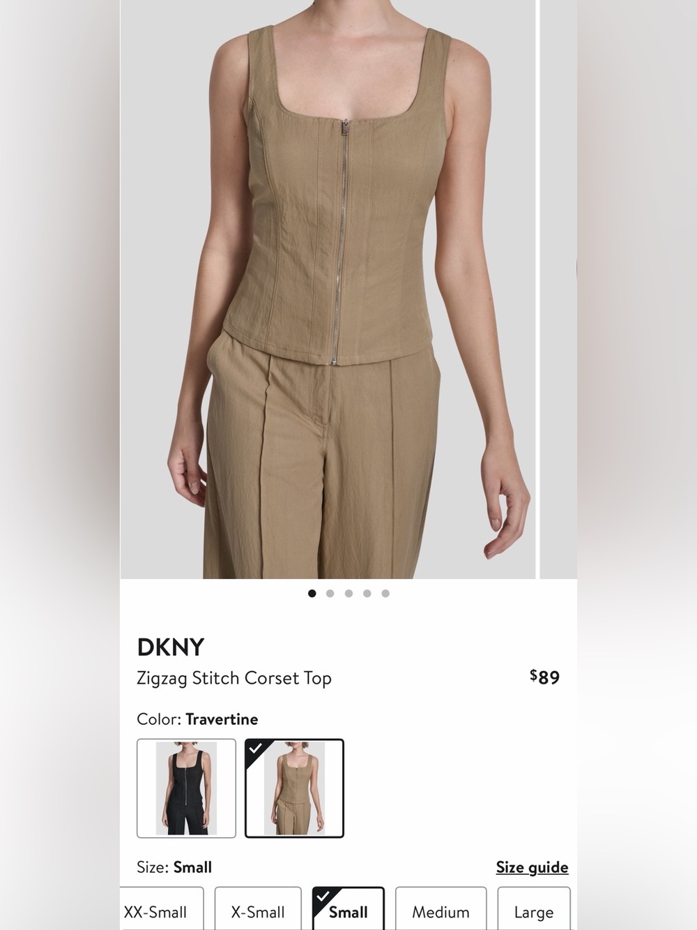 DKNY Women’s Zip-Front Square-Neck Tank Top - Beige